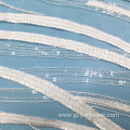 Off White Stripe Clear Seuqin Tulle Lace Fabric